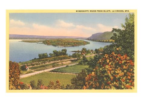 Art Print: Mississippi River at La Crosse, Wisconsin: 24x18in