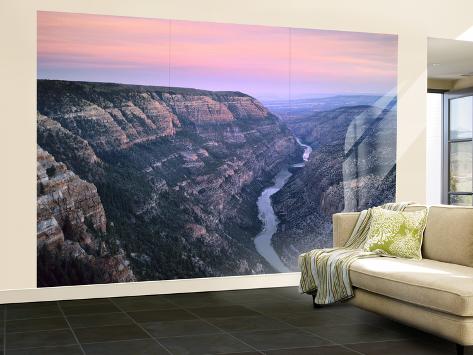 Wall Mural - Large: The Green River & Cliffs of Whirlpool Canyon at Dusk, Dinosaur National Monument, Utah, USA by Scott T. Smith: 144x96in