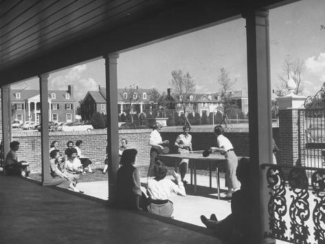 Photographic Print: The Patio of the Delta Delta Delta House Being Used for Ping Pong, Sun Bathing and Outdoor Eating: 24x18in