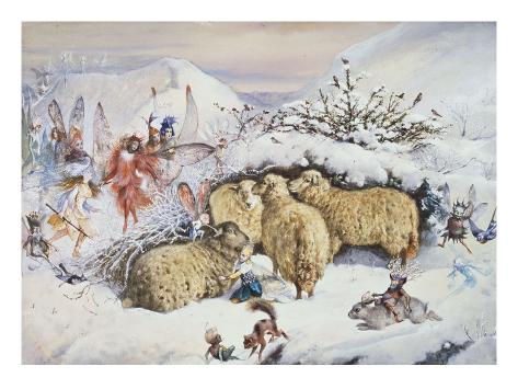 Giclee Print: Fairies in the Snow Art Print by John Anster Fitzgerald by John Anster Fitzgerald: 24x18in