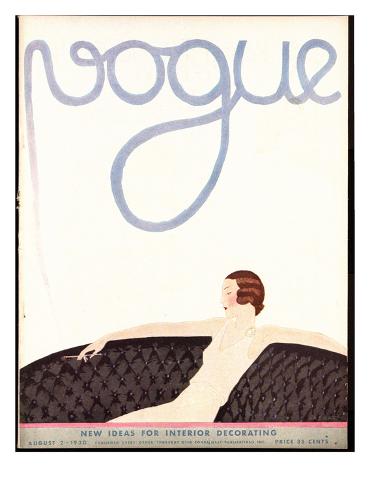 Premium Giclee Print: Vogue Cover - August 1930 Art Print by André E. Marty: 12x9in