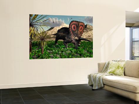 Wall Mural: A Lone Torosaurus Dinosaur Feeding on Plants by Stocktrek Images: 72x48in