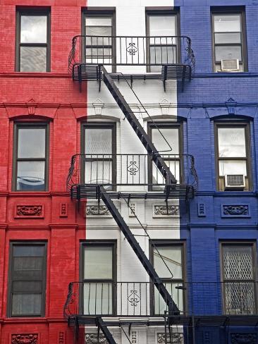 Photographic Print: Red, White, and Blue Apartment Building Poster by Richard Cummins: 24x18in