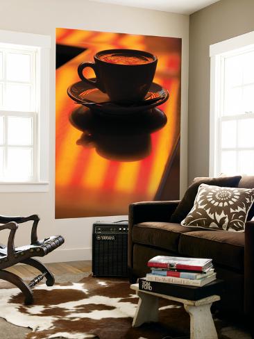 Giant Art Print: Cappuccino Reflection, Lugano, Ticino Canton, Switzerland by Walter Bibikow: 72x48in