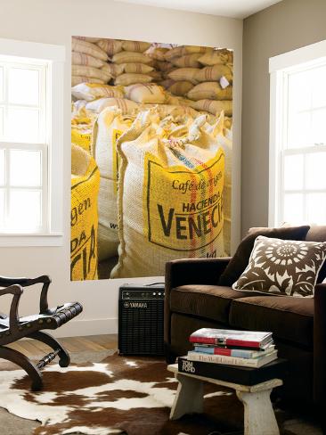 Giant Art Print: Colombia, Caldas, Manizales, Hacienda Venecia, Coffee in Sisal Bags Ready for Export by Jane Sweeney: 72x48in