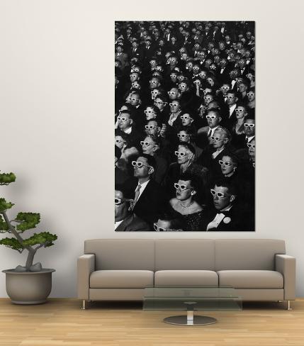 Giant Art Print: 3-D Movie Viewers during Opening Night of Bwana Devil by J.R. Eyerman: 72x48in