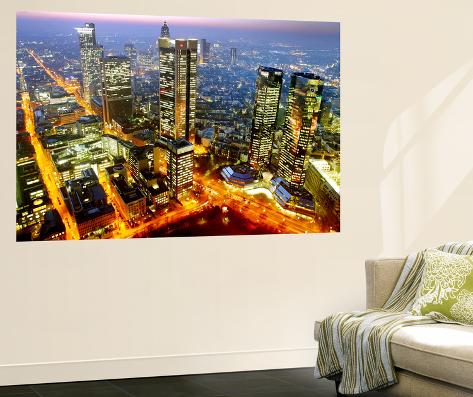 Wall Mural: The Frankfurt, Germany, Skyline is Seen at Sunset: 72x48in