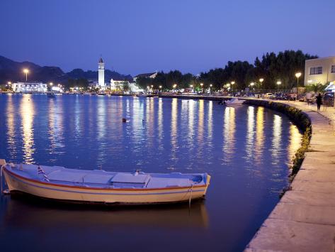 Photographic Print: Harbour at Dusk, Zakynthos Town Poster by Frank Fell: 24x18in