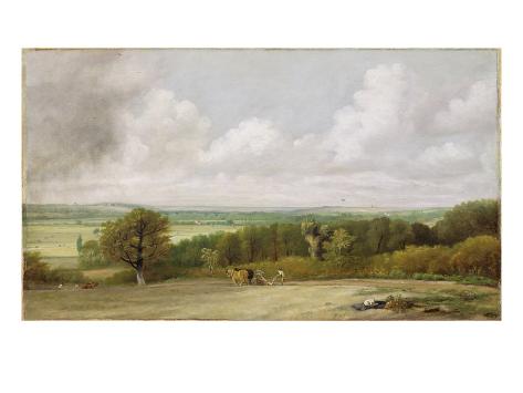 Giclee Print: Landscape: Ploughing Scene in Suffolk (A Summerland) c.1824 by John Constable: 24x18in