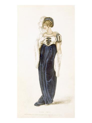 Giclee Print: Evening Dress, Fashion Plate from Ackermann's Repository of Arts (Coloured Engraving) by English: 24x18in