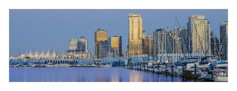 Art Print: Coal Harbour Reflections, Vancouver, British Columbia by Jeff Maihara: 12x36in