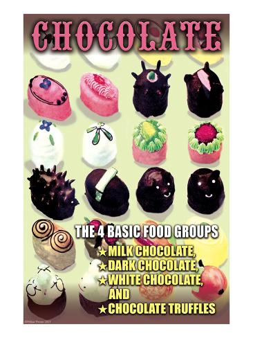 Art Print: The 4 Basic Food Groups: Chocolate Poster by Wilbur Pierce: 24x18in