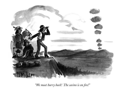 Premium Giclee Print: We must hurry back! The casino is on fire! - New Yorker Cartoon by Warren Miller: 12x9in