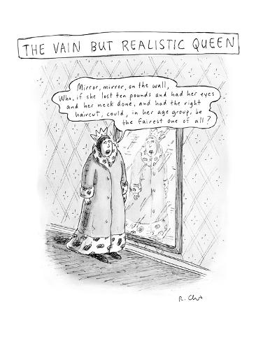 Premium Giclee Print: Play on Mirror, mirror on the wall fairy tale, where queen is vain but … - New Yorker Cartoon by Roz Chast: 12x9in