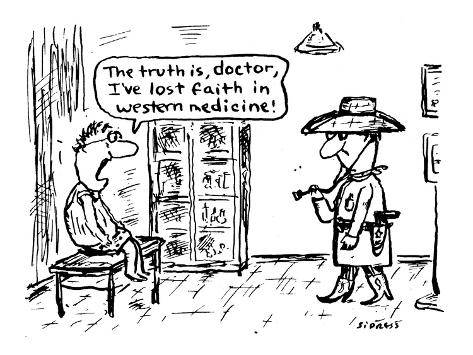 Premium Giclee Print: The truth is, doctor, I've lost faith in western medicine. - Cartoon by David Sipress: 12x9in