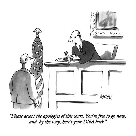 Premium Giclee Print: Please accept the apologies of this court. You're free to go now, and, b… - New Yorker Cartoon by Jack Ziegler: 12x12in