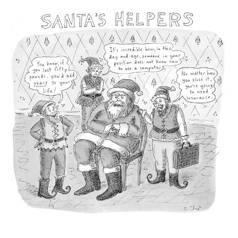 Premium Giclee Print: Santa's Helpers - New Yorker Cartoon by Roz Chast: 12x12in