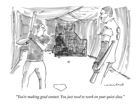 Premium Giclee Print: You're making good contact. You just need to work on your quiet class. - New Yorker Cartoon by Michael Crawford: 12x9in