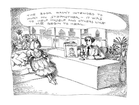 Premium Giclee Print: Cinderella talks to television host about her story, saying The Book Wasn… - New Yorker Cartoon by John O'brien: 12x9in