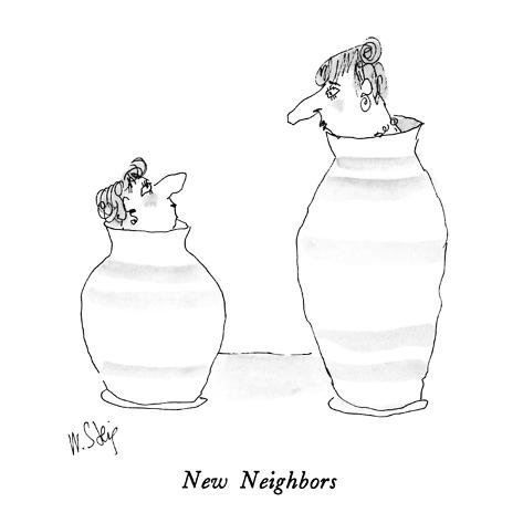 Premium Giclee Print: New Neighbors - New Yorker Cartoon by William Steig: 12x12in