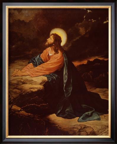 Framed Art Print: Christ in Gethsemane by E. Goodman: 22x18in