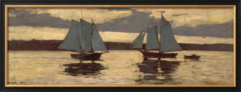 Framed Art Print: Gloucester, Mackerel Fleet at Sunset Framed Art by Winslow Homer: 15x40in