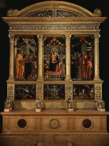 Photographic Print: Altarpiece of Saint Zeno, with Saints Peter, Paul, John the Evangelist, Zeno by Andrea Mantegna: 24x18in