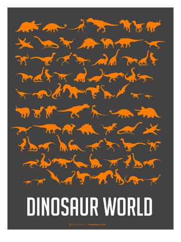 Art Print: Dinosaur Poster Orange Art Print by NaxArt: 24x18in