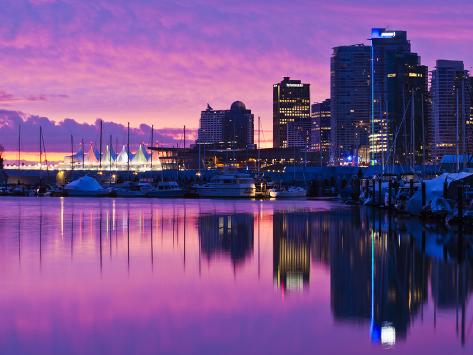 Photographic Print: Canada, British Columbia, Vancouver, City View and Canada Place from Coal Harbour by Walter Bibikow: 12x9in