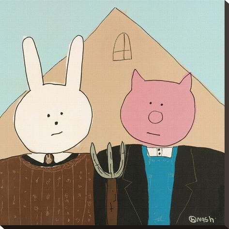 Stretched Canvas Print: Sometimes Lala and her cousin Walter dress like their Iowan Relatives by Brian Nash: 24x24in