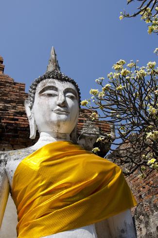 Photographic Print: Buddha Statue, Wat Phra Chao Phya-Thai, Ayutthaya, Thailand by Cindy Miller Hopkins: 24x16in
