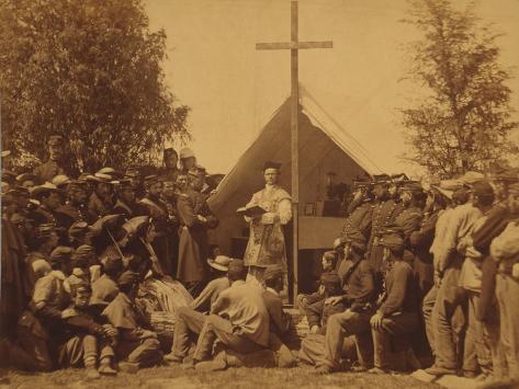 Photo: Irish-American Civil War Soldiers Attend Mass in Camp, 1861: 24x18in
