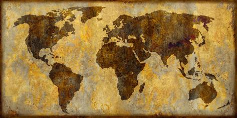 Giclee Print: World Map by Paul Duncan: 12x24in