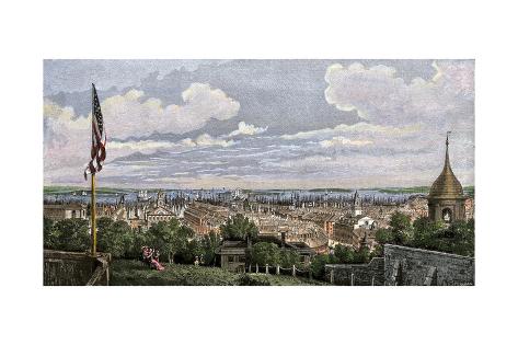 Photographic Print: Boston Viewed From Cotton or Pemberton Hill, 1816: 24x16in