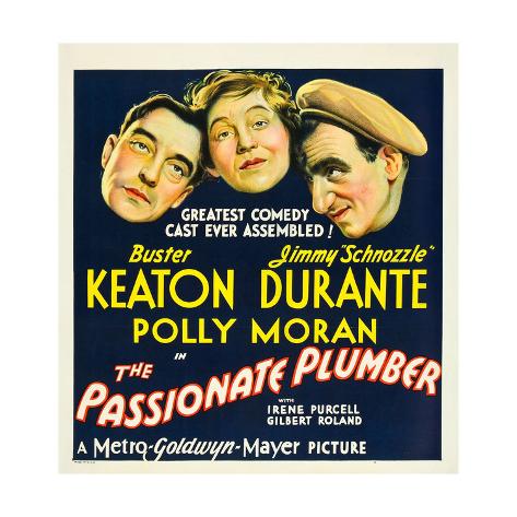 Art Print: THE PASSIONATE PLUMBER, from left: Buster Keaton, Polly Moran, Jimmy Durante, 1932. : 12x12in