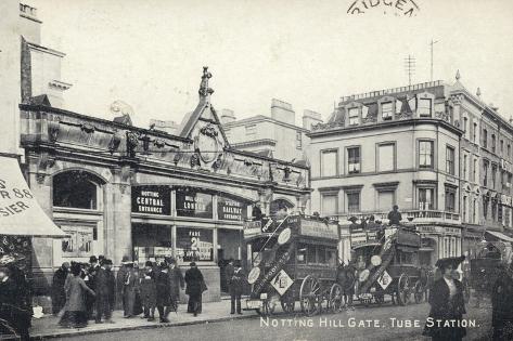 Photographic Print: Notting Hill Gate, Tube Station, London: 24x16in