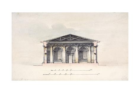 Giclee Print: Cross-Section View of the Riding Stables at Tsarskoye Selo, 1792 by Giacomo Quarenghi: 24x16in