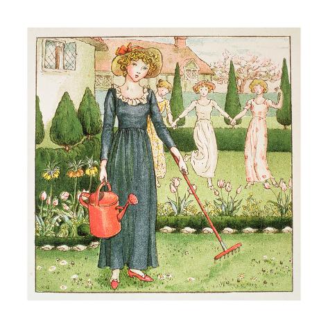 Giclee Print: Mary, Mary, Quite Contrary, from 'April Baby's Book of Tunes' 1900 by Kate Greenaway: 24x24in