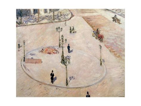 Giclee Print: Traffic Island on Boulevard Haussmann, 1880 by Gustave Caillebotte: 24x18in