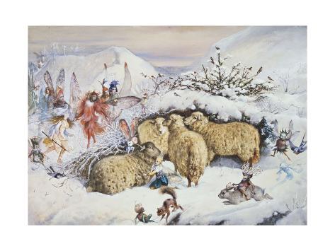 Giclee Print: Fairies in the Snow by John Anster Fitzgerald: 24x18in