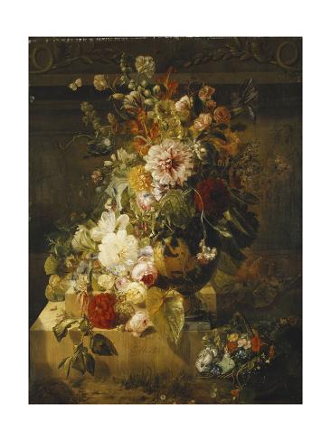 Giclee Print: Roses, Convolvuli, Carnations, Hollyhocks, Peonies, Lilac and Other Flowers in a Vase by Georgius Jacobus Johannes van Os: 24x18in