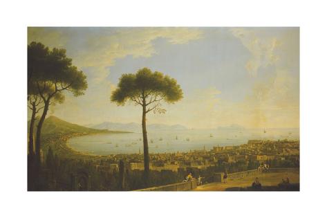 Giclee Print: A Panoramic View of Naples, the Bay of Naples, Portici, Vesuvius, the Sorrento Peninsula and… by Pietro Fabris: 24x16in
