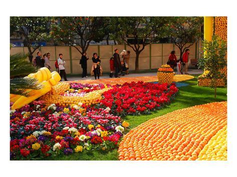 Premium Giclee Print: Citrus sculptures at Jardins Bioves in front of the Palais de l'Europe in Menton: 9x12in