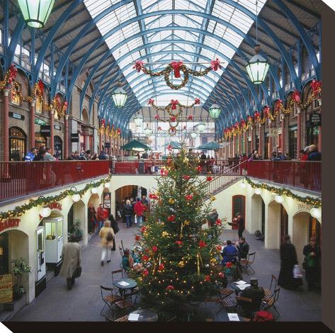 Stretched Canvas Print: Christmas decorations in the Covent Garden, London, United Kingdom of Great Britain: 11x11in