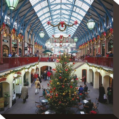 Stretched Canvas Print: Christmas decorations in the Covent Garden, London, United Kingdom of Great Britain: 8x8in