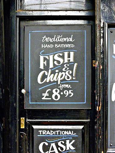 Photographic Print: Traditional Hand Battered Fish and Chips, London by Anna Siena: 24x18in