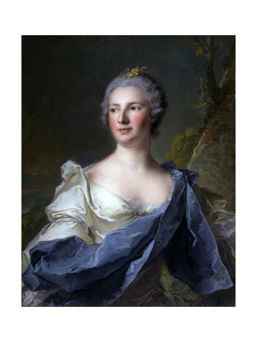 Art Print: Barbara Luigia D'Adda, Wife of Antonio Barbiano from Belgiojoso by Jean-Marc Nattier: 24x18in