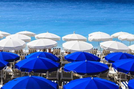 Photographic Print: Beach Parasols, Nice, Alpes Maritimes, Provence, Cote D'Azur, French Riviera, France, Europe by Amanda Hall: 24x16in