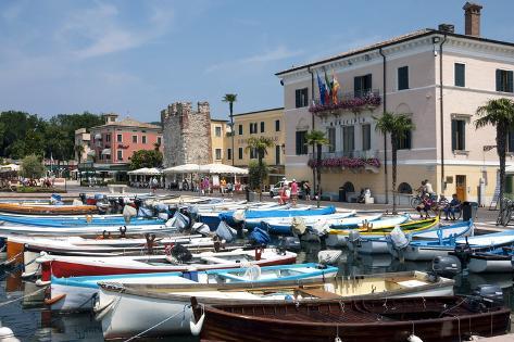Photographic Print: Boats Moored in the Harbour at Bardolino, Lake Garda, Italian Lakes, Lombardy, Italy, Europe by James Emmerson: 24x16in