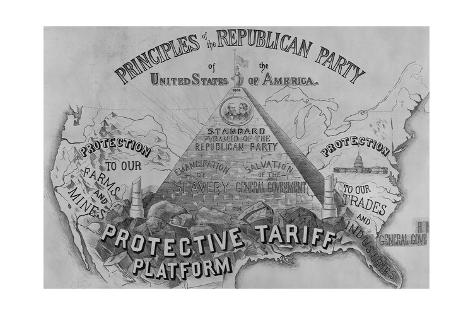 Giclee Print: Poster Depicting Republican Party Principles: 24x16in